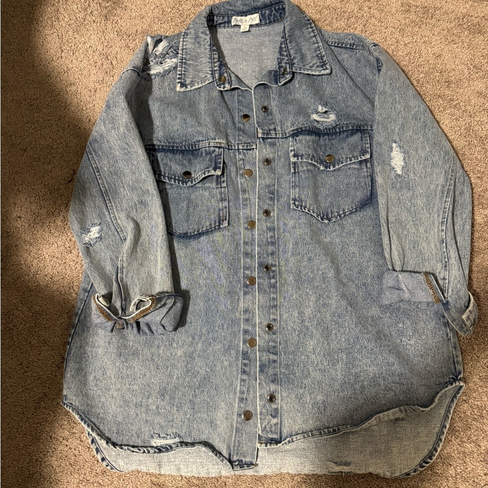 Denim Button-Up Shirt Jacket